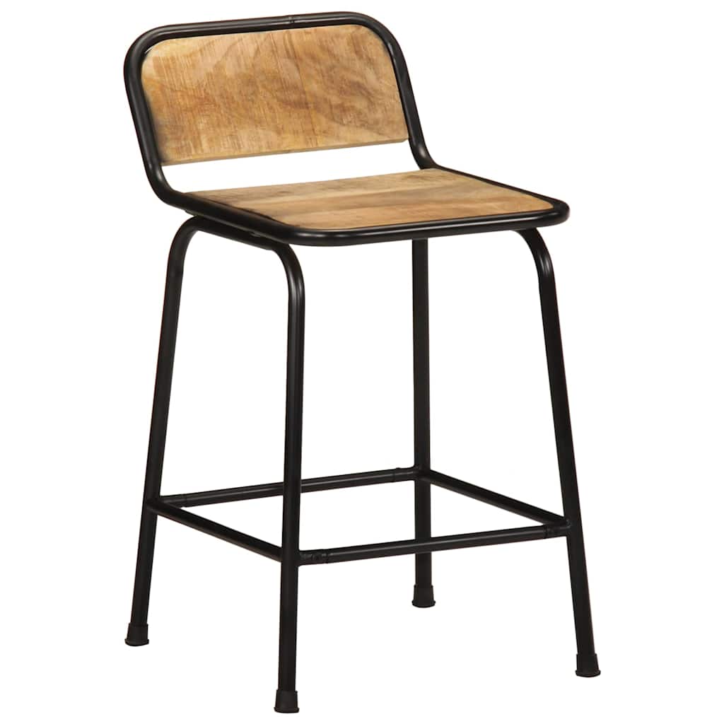 Taburetes De Barra 2 Uds 46X35,5X70 Cm Madera Maciza De Mango 2