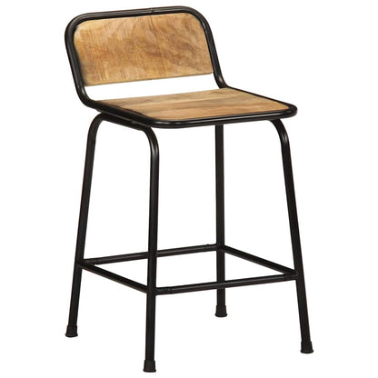 Taburetes De Barra 2 Uds 46X35,5X70 Cm Madera Maciza De Mango 2
