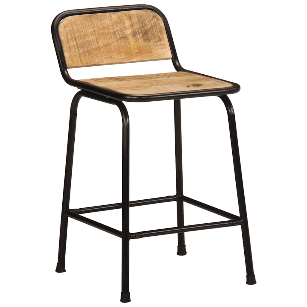 Taburetes De Barra 2 Uds 46X35,5X70 Cm Madera Maciza De Mango 2