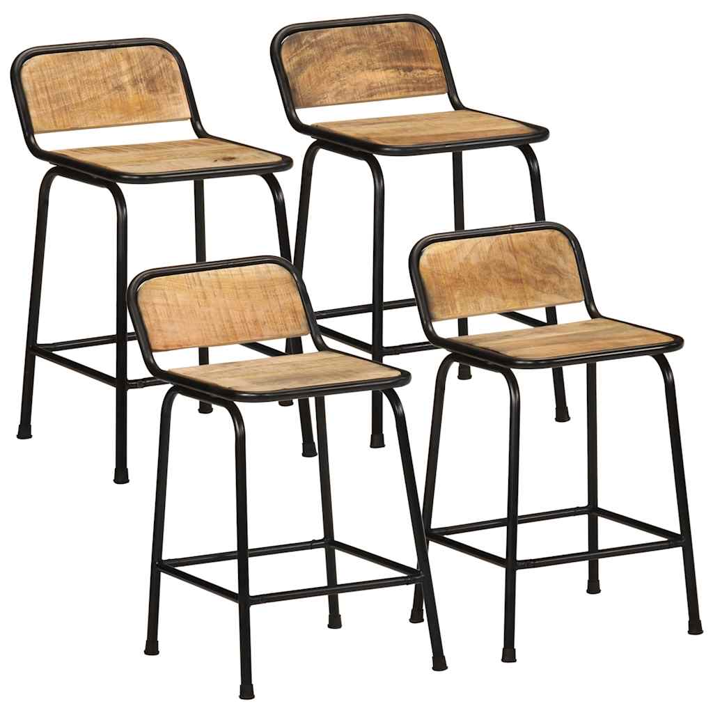 Taburetes De Barra 4 Uds 46X35,5X80 Cm Madera Maciza De Mango 4
