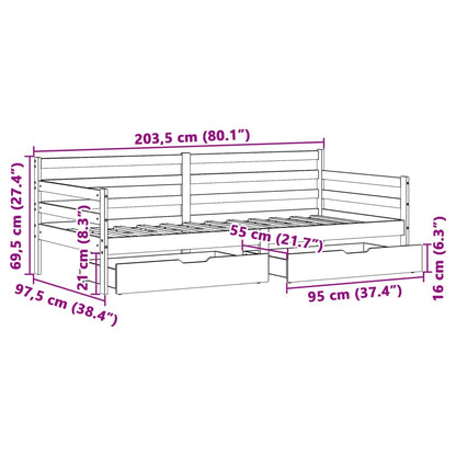 Sofá Cama Con Cajones Madera Maciza De Pino