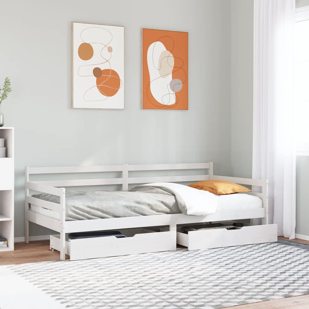 Sofá Cama Con Cajones Madera Maciza De Pino