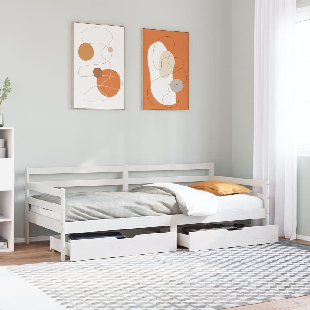Sofá Cama Con Cajones Madera Maciza De Pino