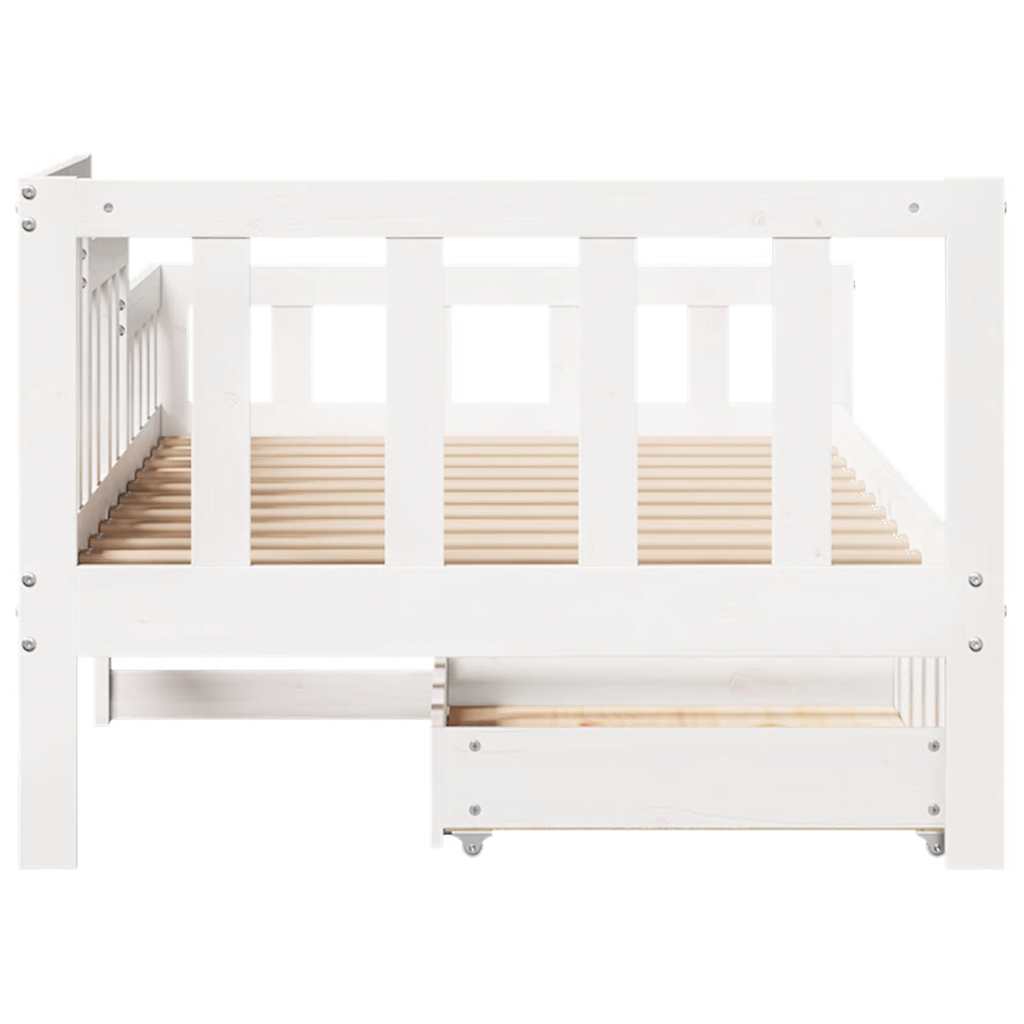 Sofá Cama Con Cajones Madera Maciza De Pino Blanca