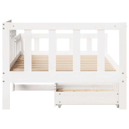 Sofá Cama Con Cajones Madera Maciza De Pino Blanca