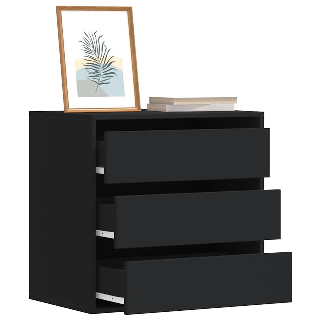 Cajonera 3-Cajón Negro Madera De Ingeniería