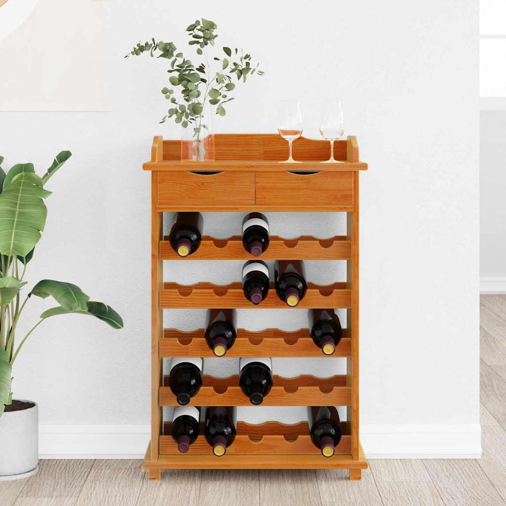 Estante De Vino Marrón 58 X 28 X 90 Cm Madera De Pino Macizo