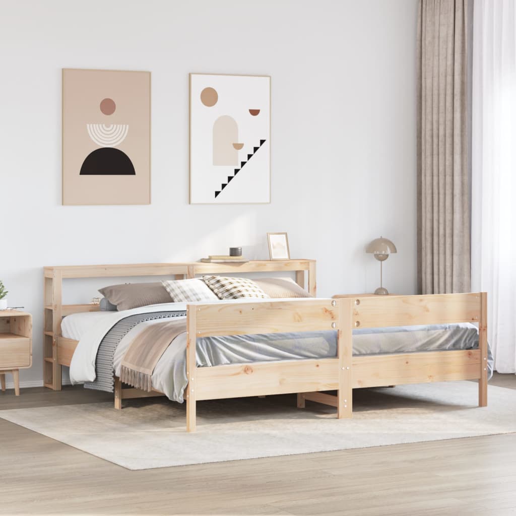 Estructura De Cama Sin Colchón Madera Maciza Blanca