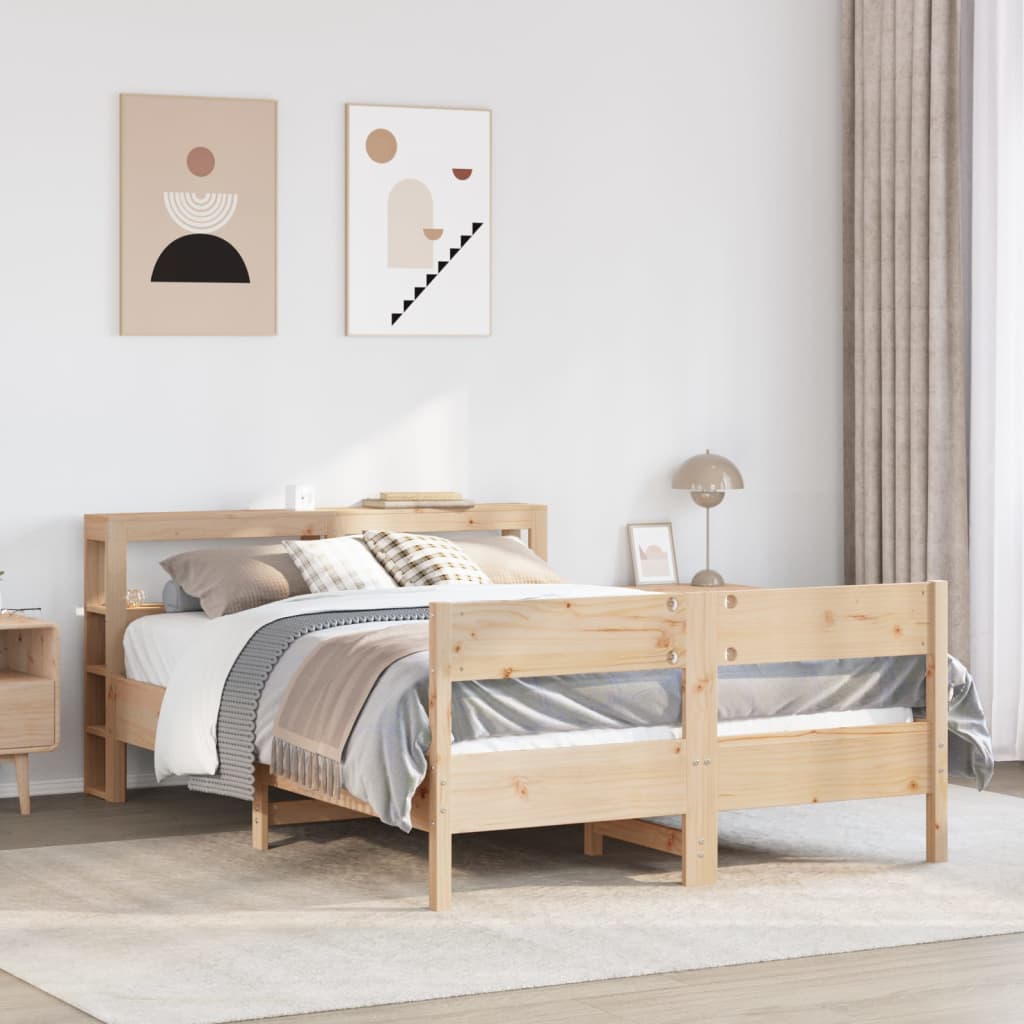 Estructura De Cama Sin Colchón Madera Maciza Blanca