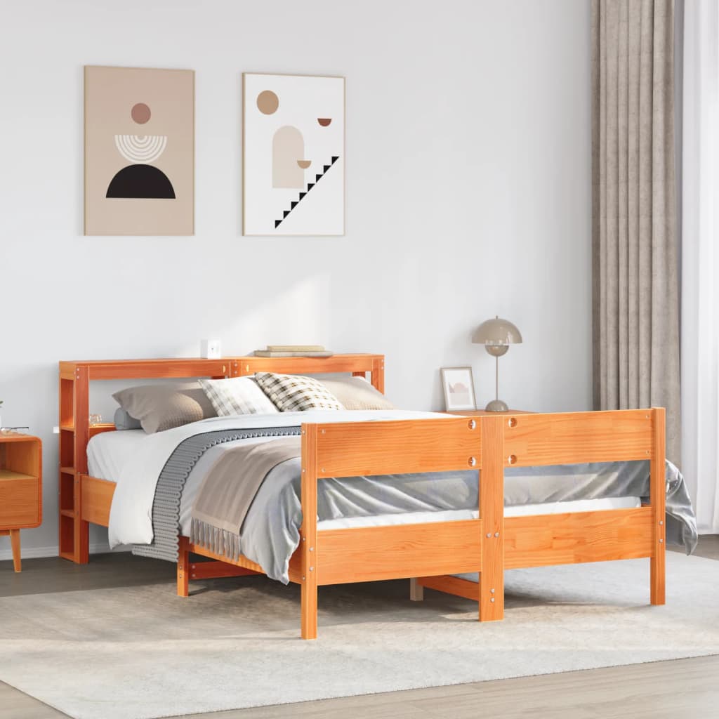 Estructura De Cama Sin Colchón Madera Maciza Blanca