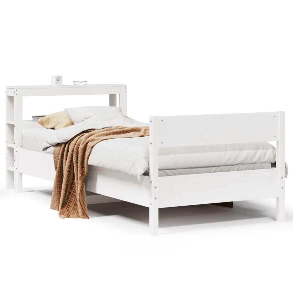 Estructura De Cama Sin Colchón Madera Maciza Blanca