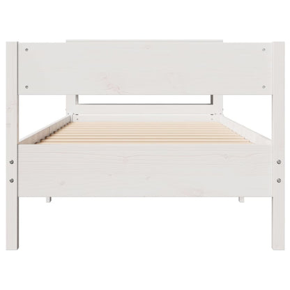 Estructura De Cama Sin Colchón Madera Maciza Blanca
