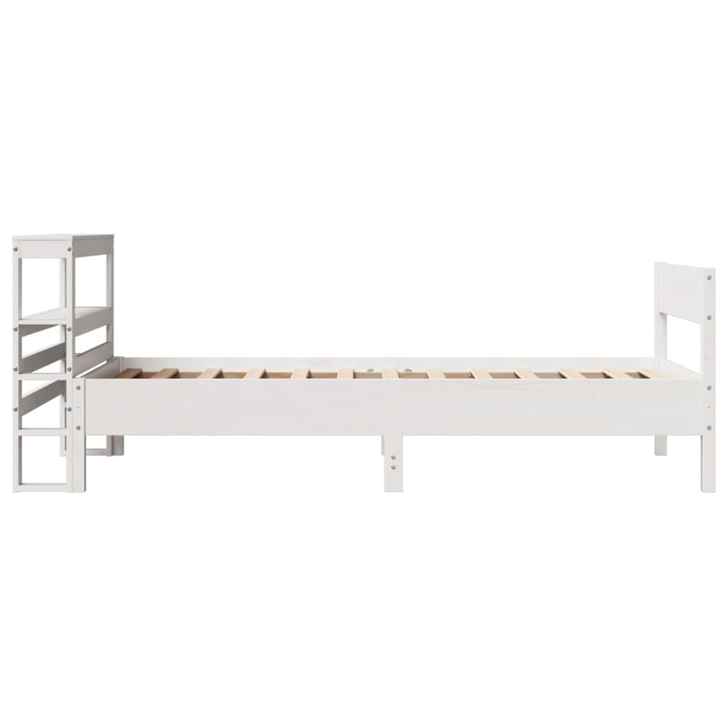 Estructura De Cama Sin Colchón Madera Maciza Blanca