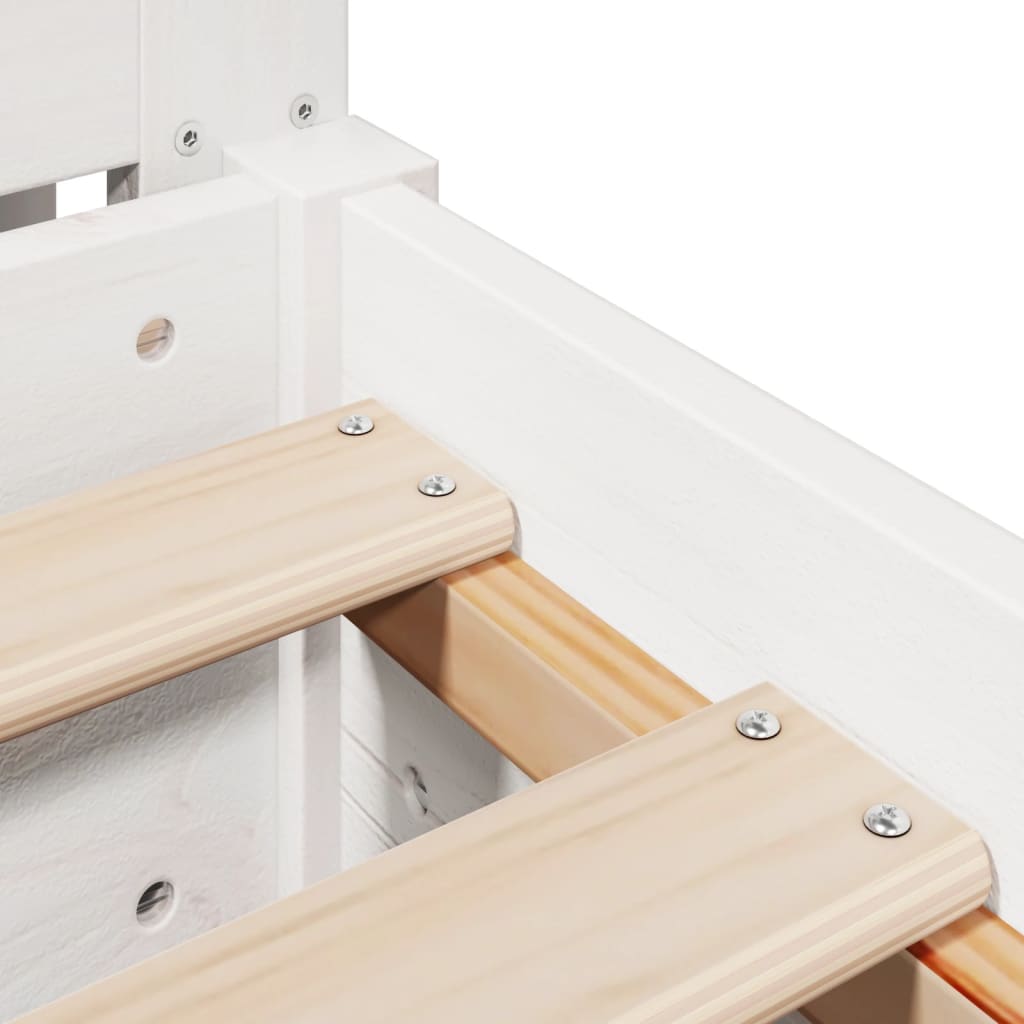 Estructura De Cama Sin Colchón Madera Maciza Blanca