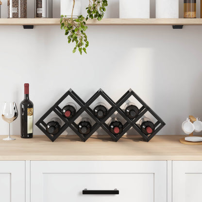 Estante De Vino Roble Negro 63 X 16,5 X 25 Cm