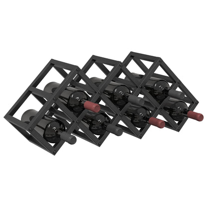 Estante De Vino Roble Negro 63 X 16,5 X 25 Cm