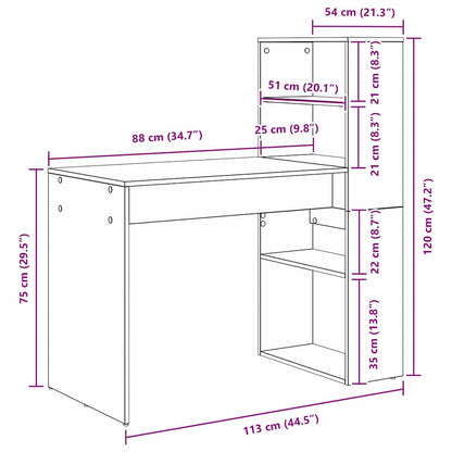 Escritorio Con Estante 113 X 54 X 120 Cm Madera De Ingeniería