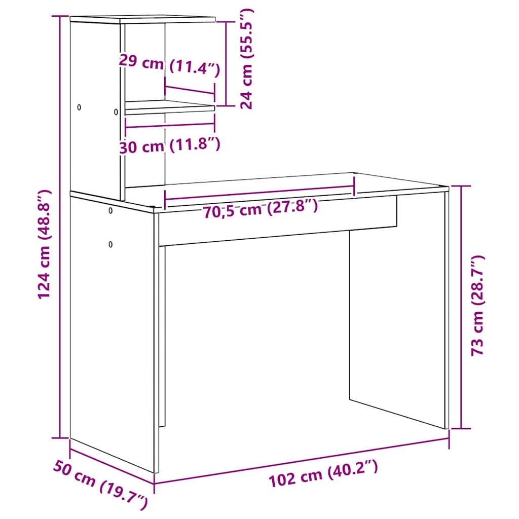 Escritorio Madera De Ingeniería 102 X 50 X 124 Cm