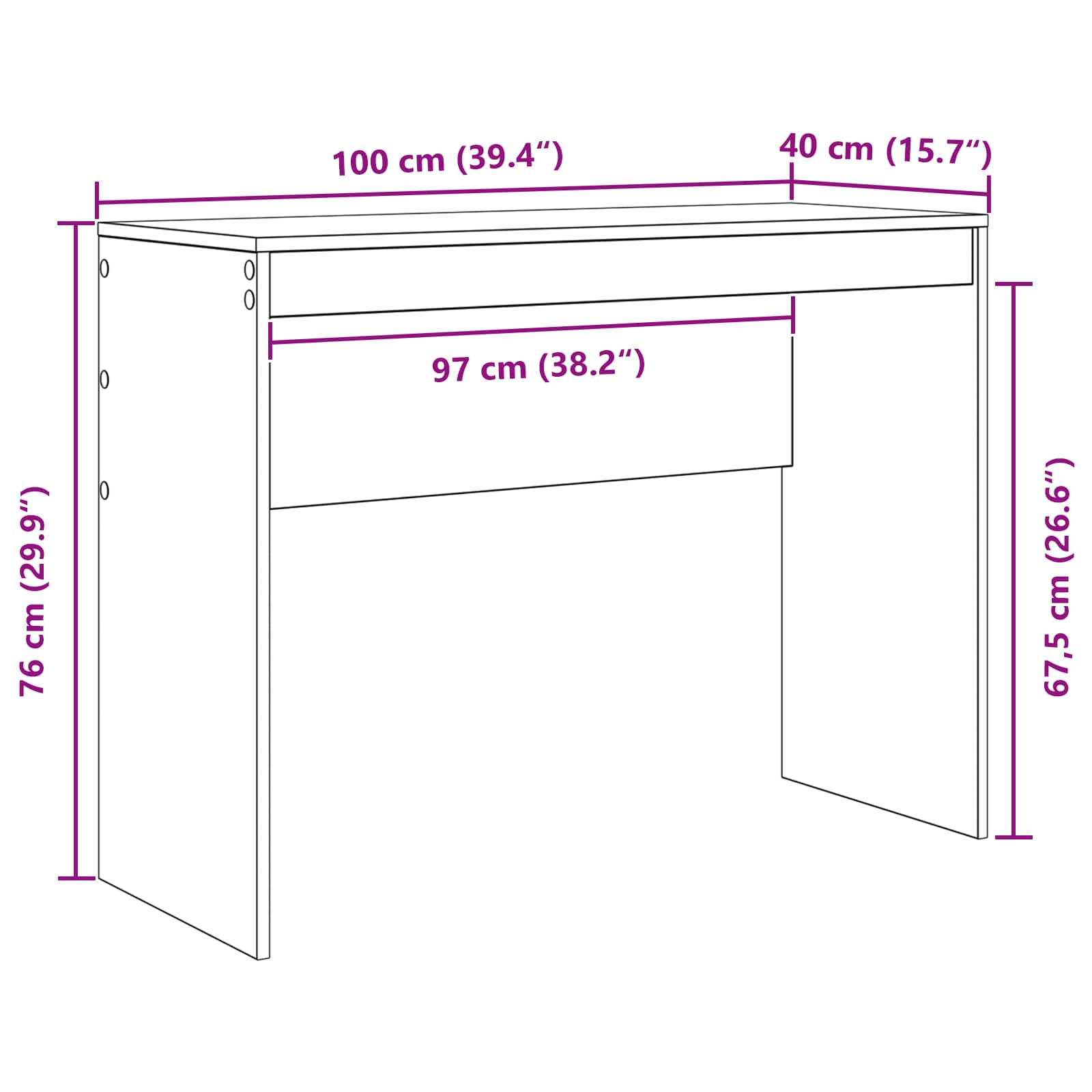 Escritorio 100 X 40 X 76 Cm