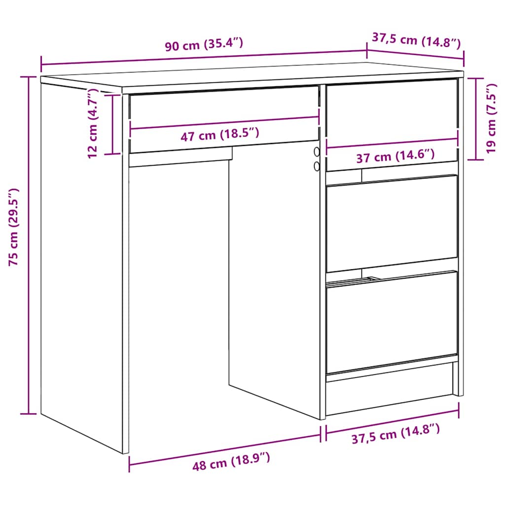 Escritorio Con Cajón 90 X 37.5 X 75 Cm
