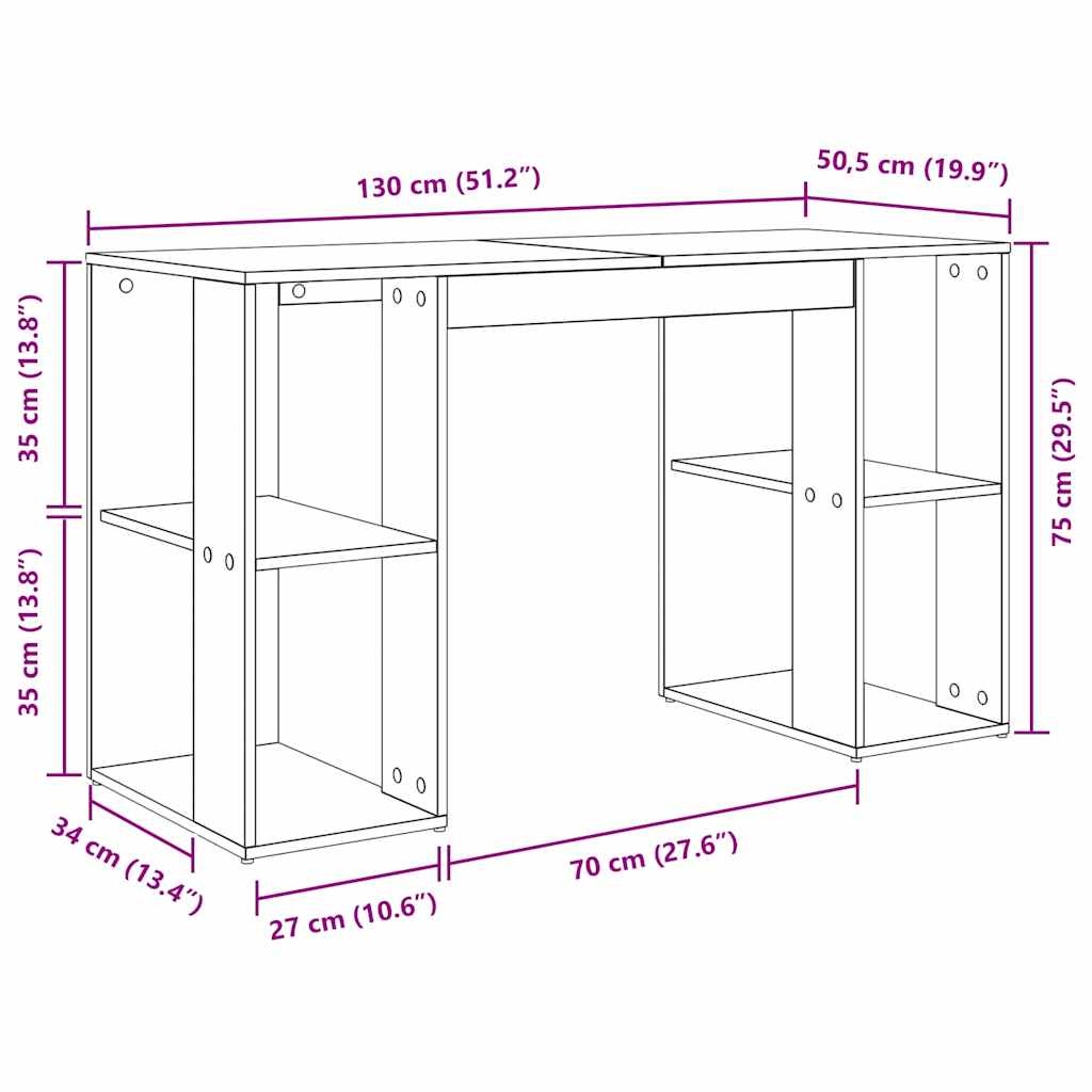 Escritorio 130 X 50.5 X 75 Cm Madera De Ingeniería