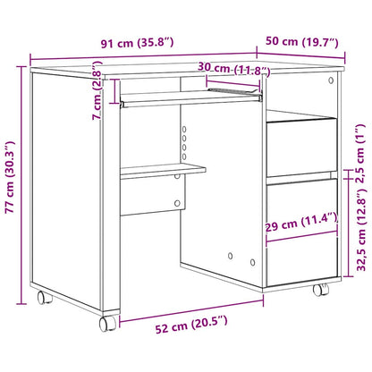 Escritorio Con Ruedas Con Cajón 91 X 50 X 77 Cm
