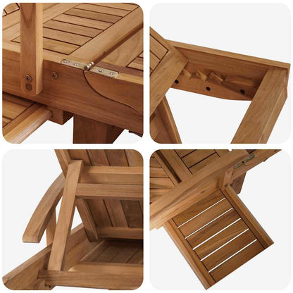 Tumbona Con Cojín 1-Persona 2 Pcs Marrón Madera De Teca Maciza
