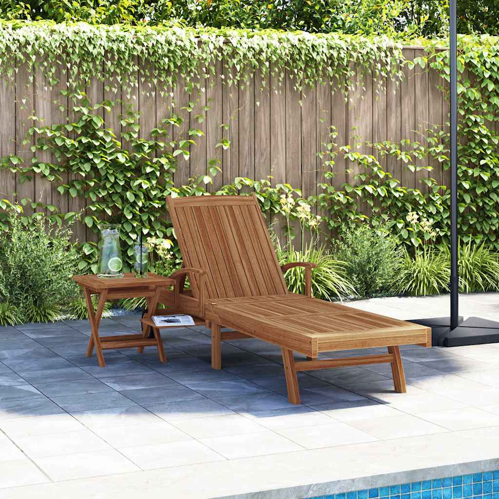 Tumbona Con Cojín 1-Persona 2 Pcs Marrón Madera De Teca Maciza
