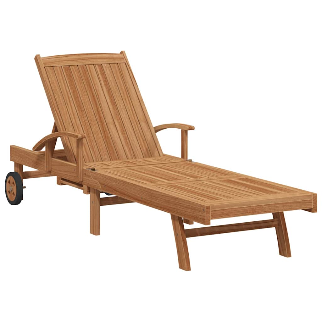 Tumbona Con Cojín 1-Persona 2 Pcs Marrón Madera De Teca Maciza