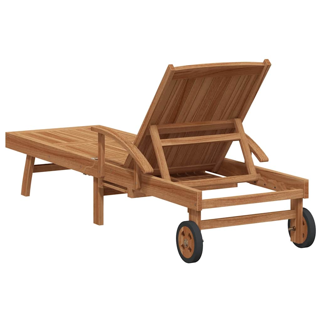 Tumbona Con Cojín 1-Persona 2 Pcs Marrón Madera De Teca Maciza
