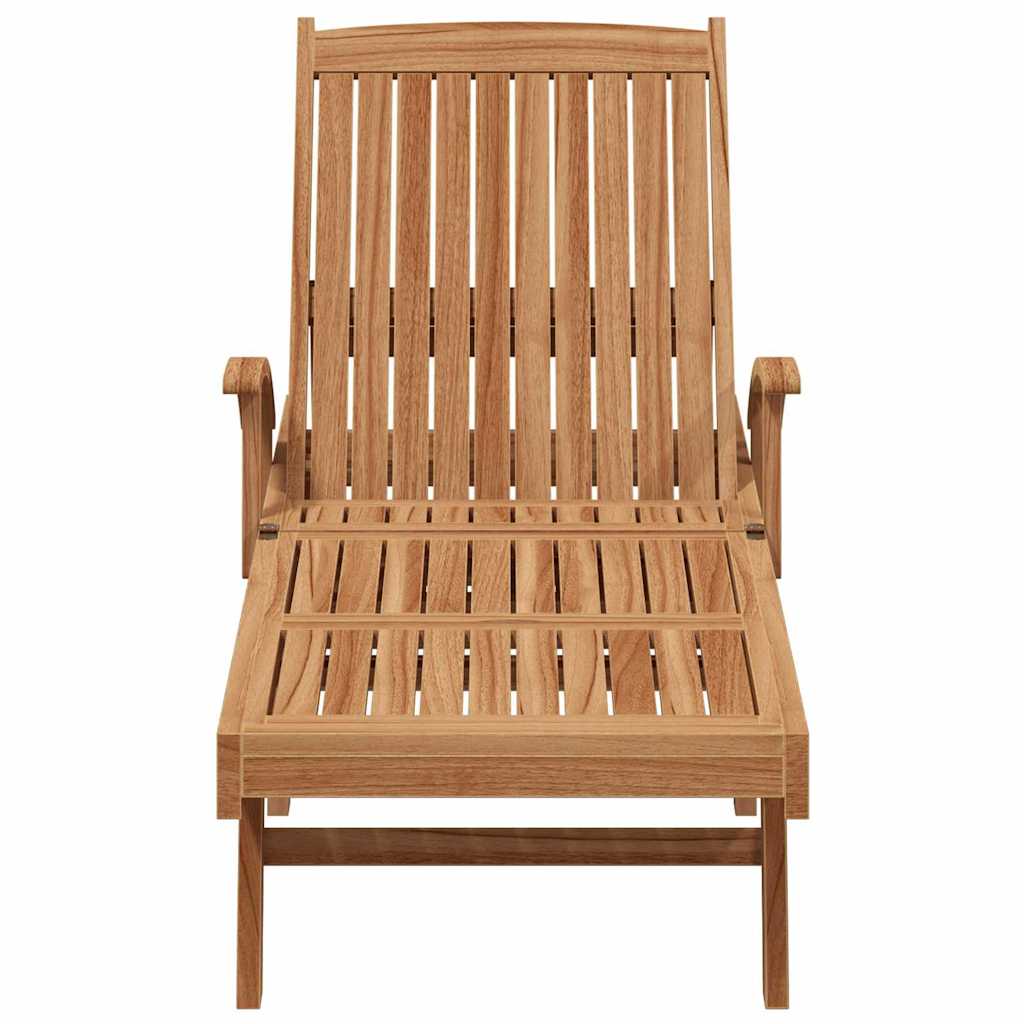 Tumbona Con Cojín 1-Persona 2 Pcs Marrón Madera De Teca Maciza