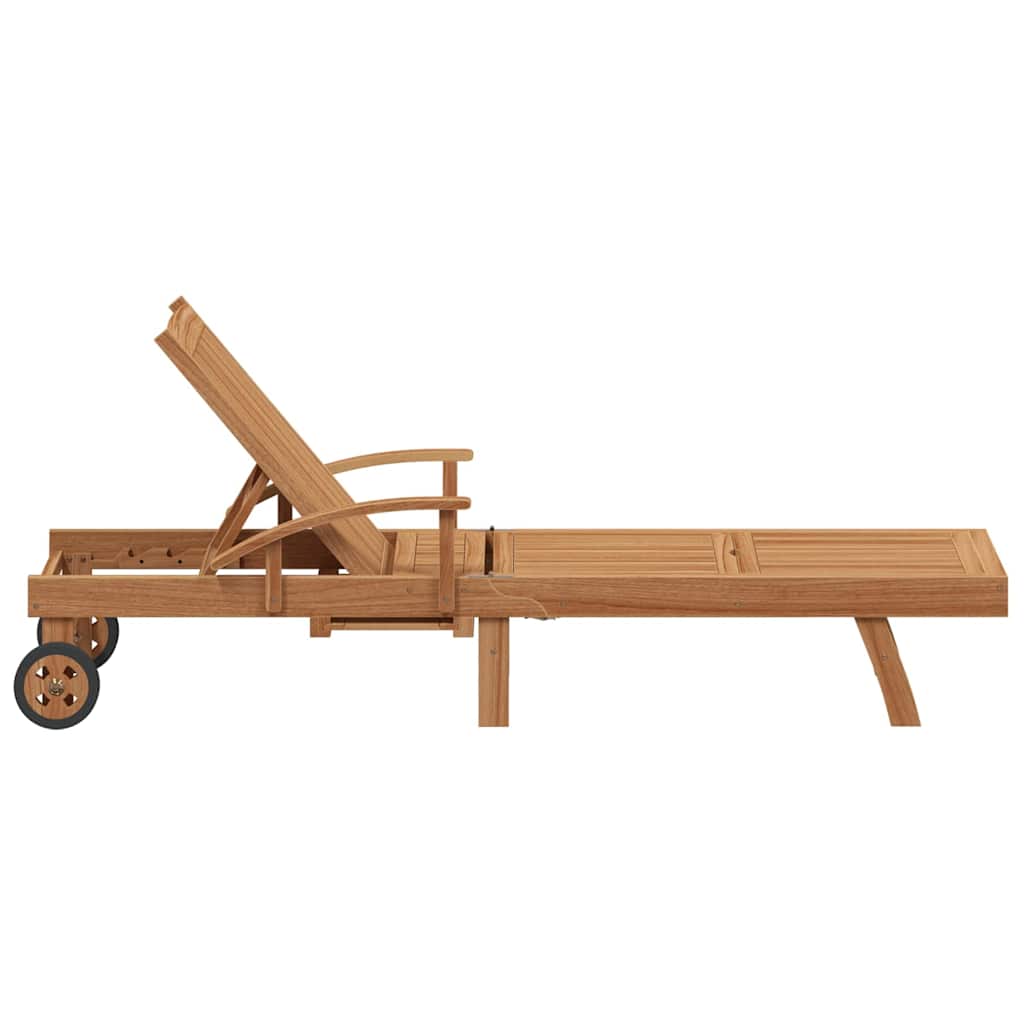 Tumbona Con Cojín 1-Persona 2 Pcs Marrón Madera De Teca Maciza