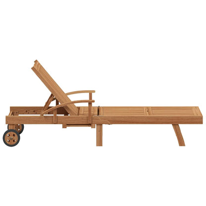 Tumbona Con Cojín 1-Persona 2 Pcs Marrón Madera De Teca Maciza