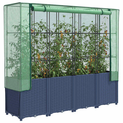 Jardinera Elevada Con Cubierta De Invernadero Aspecto Ratán 160X40X153 Cm