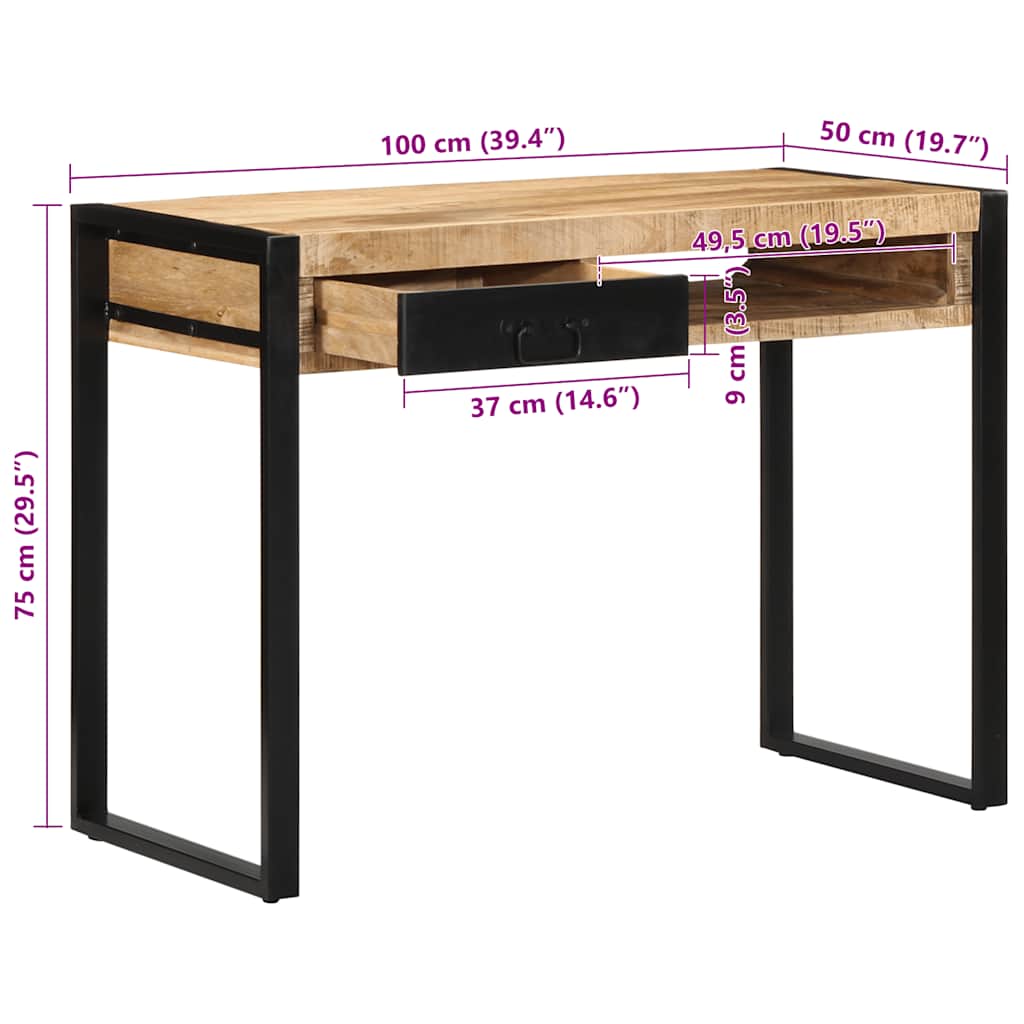 Escritorio 100X50X75 Cm Madera Maciza Mango