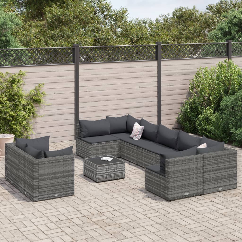 Set De Sofás De Jardín Y Cojines 10 Pzas Ratán Sintético