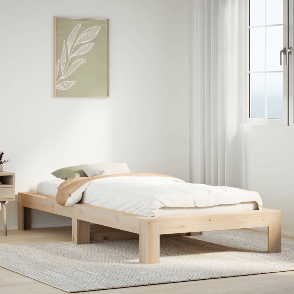 Estructura De Cama Sin Colchón Madera Maciza Marrón