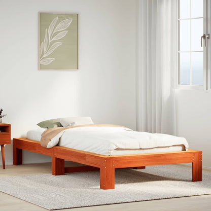 Estructura De Cama Sin Colchón Madera Maciza Marrón