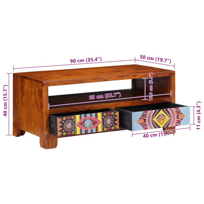 Mesa De Centro De Madera Maciza De Acacia 90X50X40 Cm
