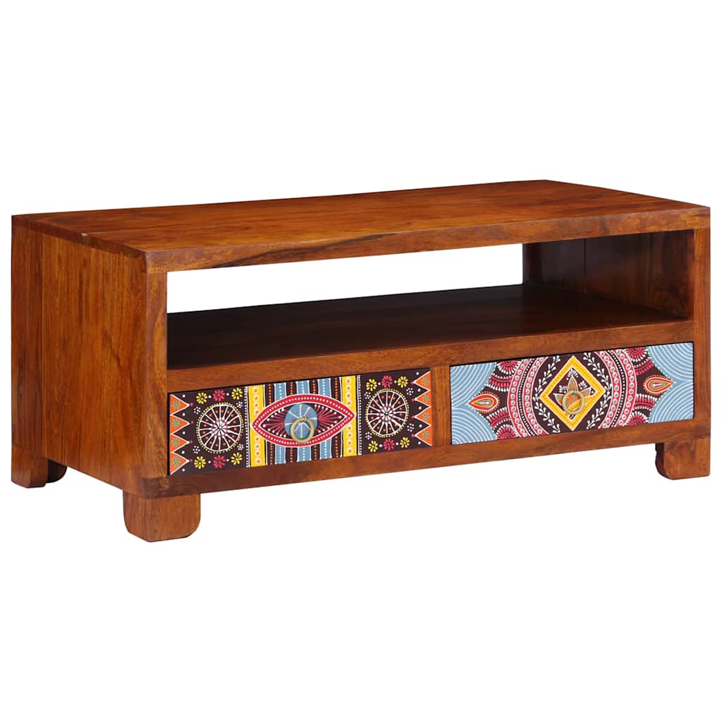 Mesa De Centro De Madera Maciza De Acacia 90X50X40 Cm