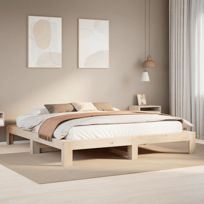 Estructura De Cama Sin Colchón Madera Maciza Marrón