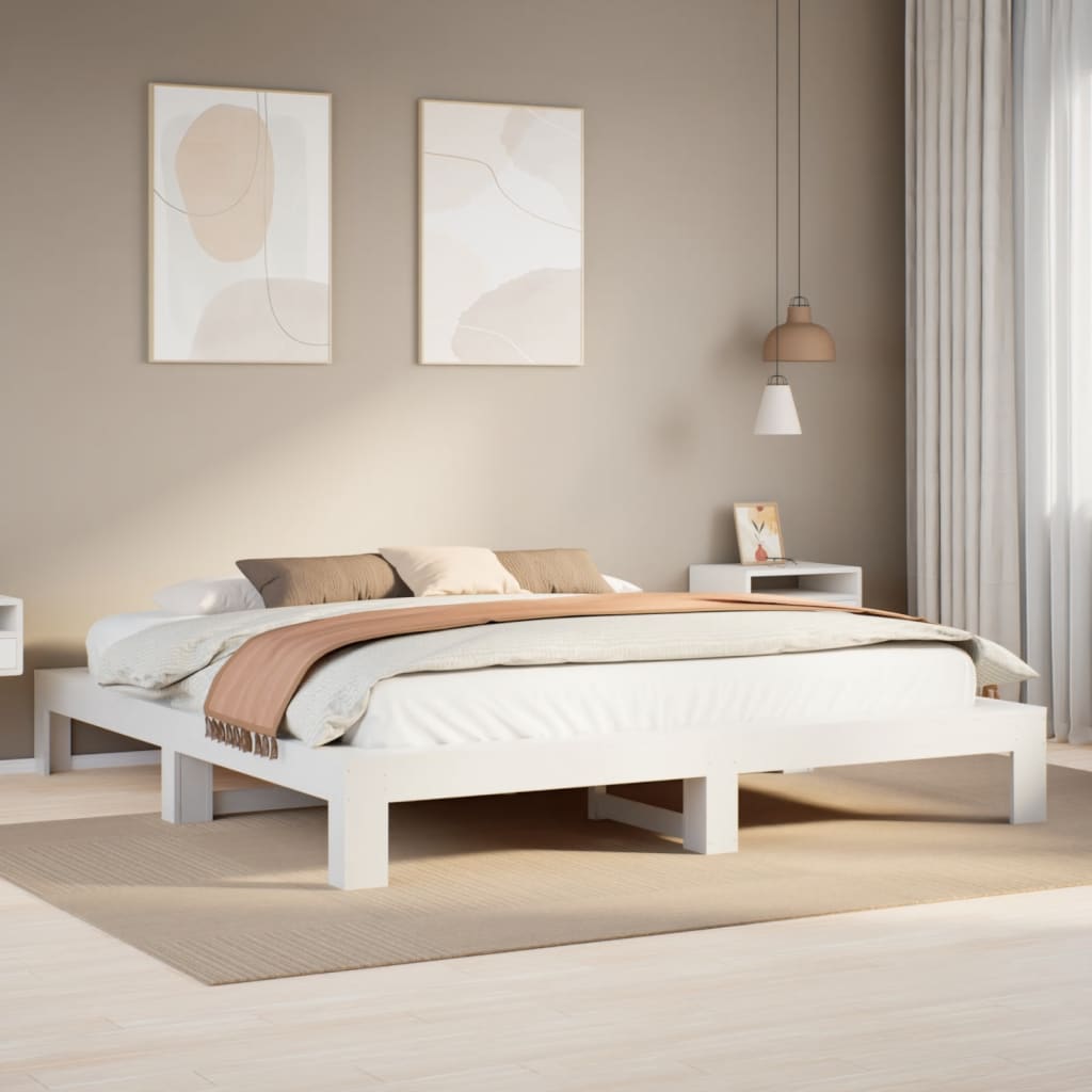 Estructura De Cama Sin Colchón Madera Maciza Marrón