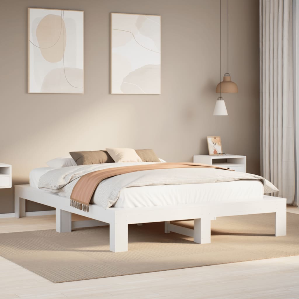 Estructura De Cama Sin Colchón Madera Maciza Marrón
