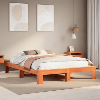 Estructura De Cama Sin Colchón Madera Maciza Marrón
