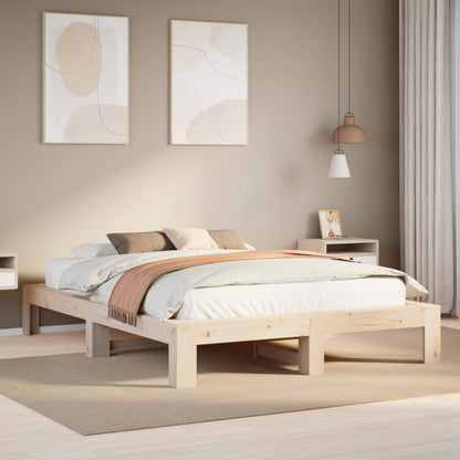Estructura De Cama Sin Colchón Madera Maciza Marrón