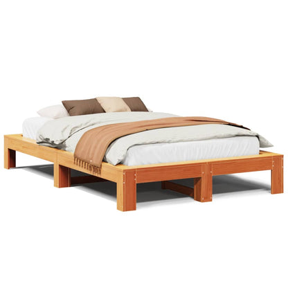 Estructura De Cama Sin Colchón Madera Maciza Marrón