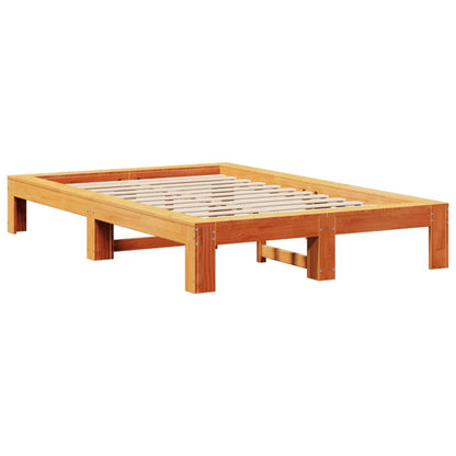 Estructura De Cama Sin Colchón Madera Maciza Marrón