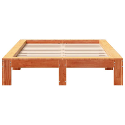 Estructura De Cama Sin Colchón Madera Maciza Marrón