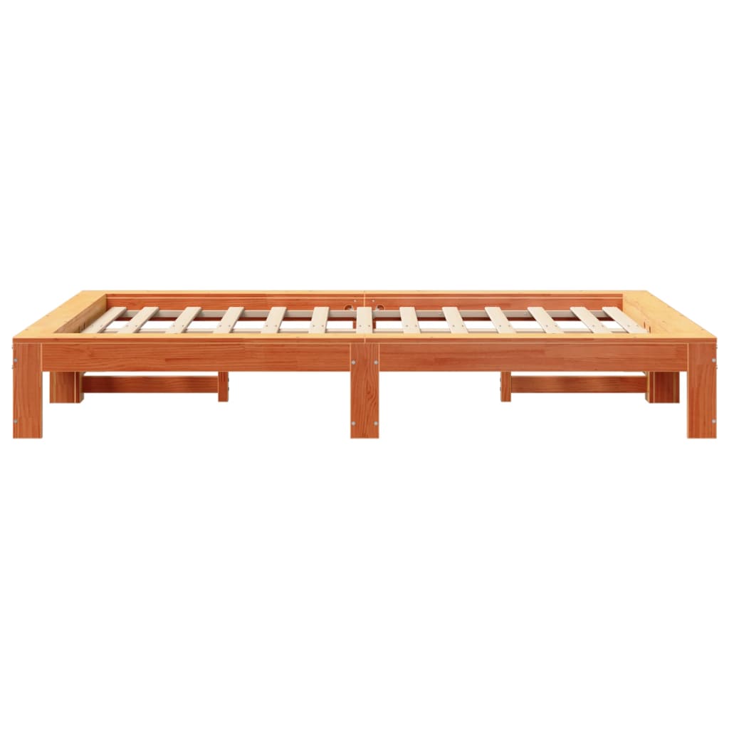 Estructura De Cama Sin Colchón Madera Maciza Marrón