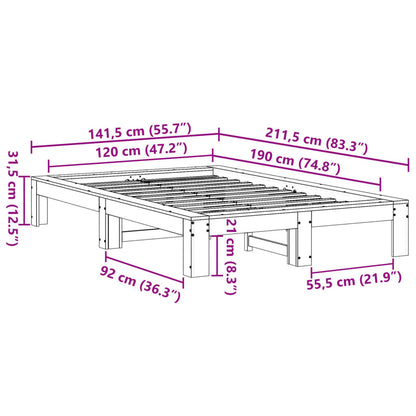 Estructura De Cama Sin Colchón Madera Maciza Marrón